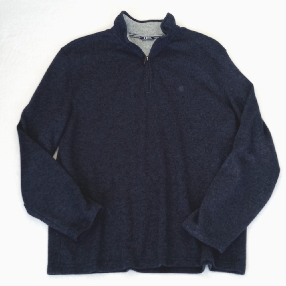 Men's Izod Heathered Navy Blue Half-Zip Long Sleeve Sweater XXL - Picture 8 of 9